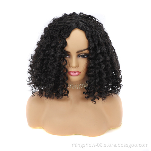 High quality afo synthetic cheap wavy kinky bob wig for black women